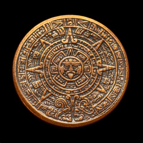 Aztec Sun Stone Calendar - Copper Worry Coin – Shire Post Mint