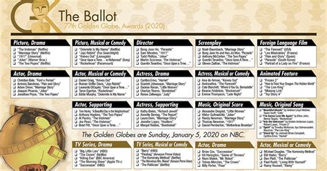 Golden Globes 2023 Printable Ballot - Printable Blank World