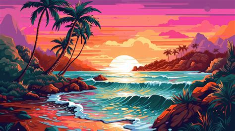 Download Ai Generated, Tropical Island, Sunset. Royalty-Free Stock ...