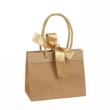 Kraft paper bags with gold ribbon, 33 x 10 x H 24cm, 165g | Laval Europe