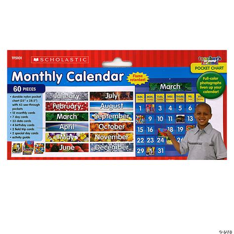 Scholastic Teacher Resources Monthly Calendar Pocket Chart, 61 Pieces ...