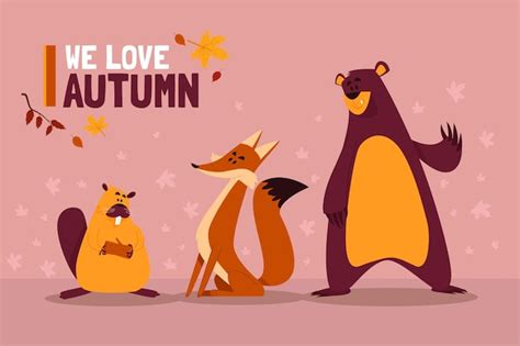 Free Vector | Autumn forest animals collection