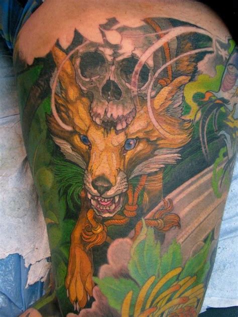 Rob Noseworthy tattoo, fox, skull, sleeve | Skull sleeve, Skull sleeve ...