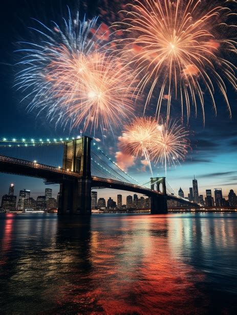 Brooklyn Bridge NYC Fireworks Free Stock Photo - Public Domain Pictures