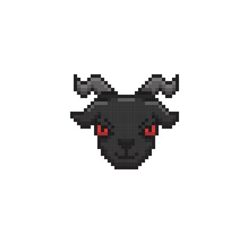 black goat head in pixel art style 22469059 Vector Art at Vecteezy