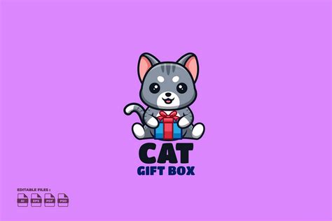 Gift Box Domestic Cat Cute Kawaii Creati Graphic by ajiwaluyo88 ...