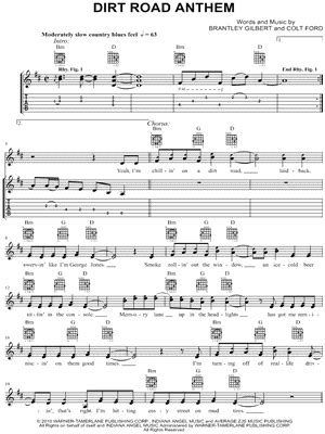 Jason Aldean "Dirt Road Anthem" Guitar Tab - Download & Print