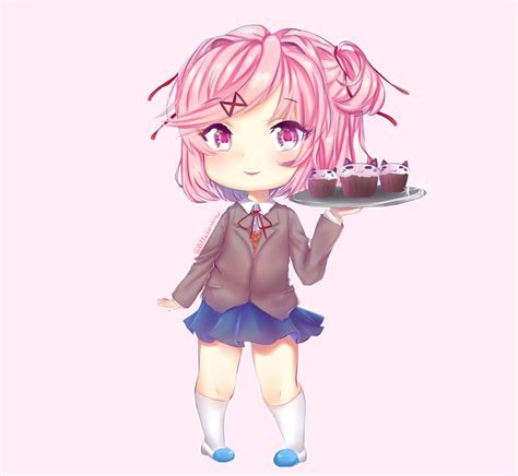 Chibi Natsuki - DDLC fanart by LillaKonstnar on DeviantArt