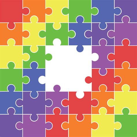 Colorful rainbow puzzle pieces vector flat design illustration asset material for kids toys or ...