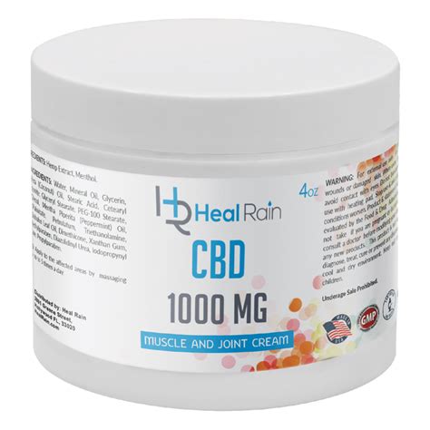 CBD MUSCLE AND JOINT CREAM 4oz 1000MG - HealRain Premium CBD Oil