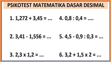 Contoh soal psikotes operasi hitung pecahan desimal beserta pembahasan ...