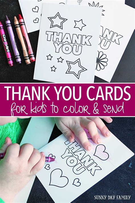 Free Printable Thank You Cards for Kids to Color & Send | Sunny Day Family