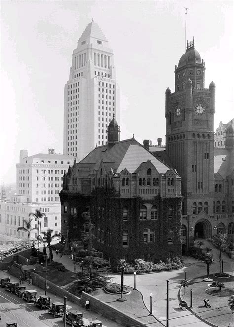 The old Los Angeles County Courthouse, with City Hall in the background, downtown Los Angeles ...