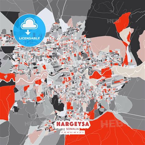 Hargeysa, Somalia, modern art map | Poster template, Map poster, Street map