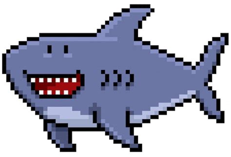 Premium Vector | Cartoon shark pixel design