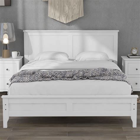 Modern white solid wood full platform bed – Artofit