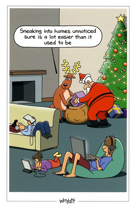 Santa - Sneaking unnoticed | Christmas humor, Funny christmas cartoons, Funny birthday cards