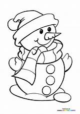 Snowman With A scarf  Coloring Pages For Kids sketch template
