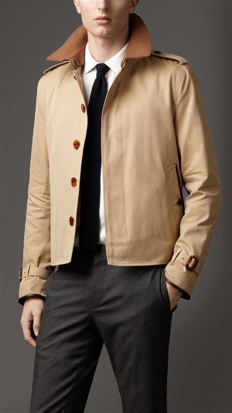 Lyst - Burberry Wool Collar Cotton Gabardine Jacket in Brown for Men