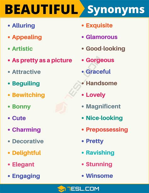 110+ Synonyms for Beautiful with Examples | Another Word for Beautiful • 7ESL | English ...