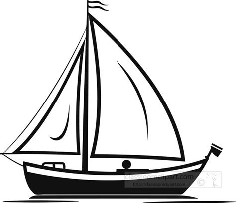 Transportation Outline Clipart-small-sailboat-black-outline