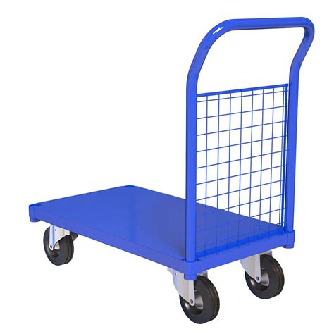 Platform trolley Warehouse 90x60cm push handle and rubber wheels