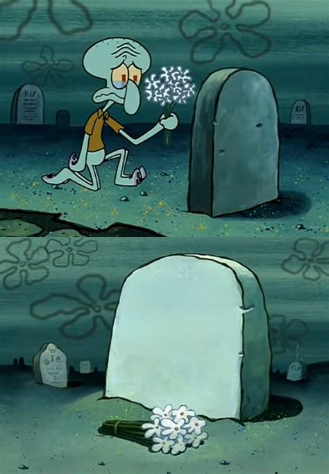 Squidward laying flowers on a Grave (Template) by J0J0999Ozman on ...