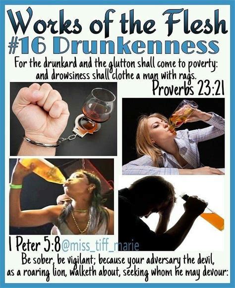 16 of 17 WORKS OF THE FLESH (Galatians 5:19-21) 16. Drunkenness Defined a | Bible knowledge ...