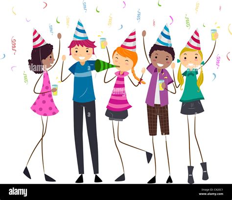 Teens party cartoon hi-res stock photography and images - Alamy