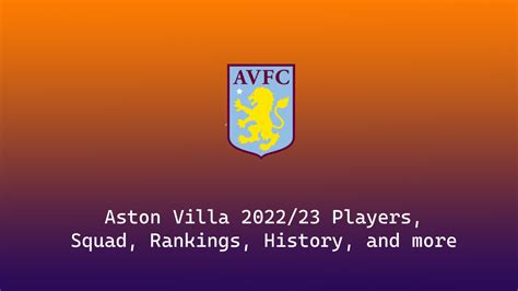 Aston Villa 2023/24 Players, Squad, World Rankings, History, and more ...