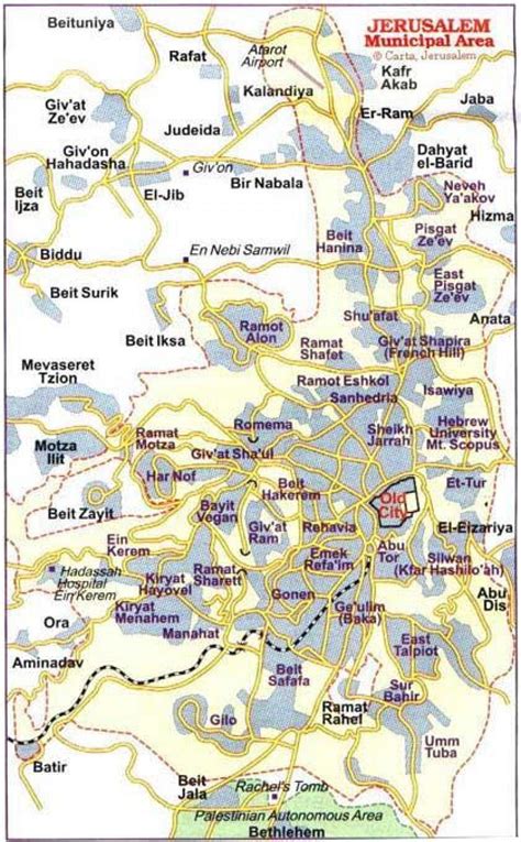 Jerusalem neighborhoods map - Map of Jerusalem neighborhoods (Israel)