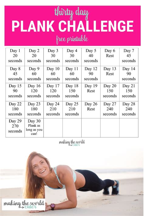 The 30 Day Plank Challenge Calendar - Get Your Calendar Printable