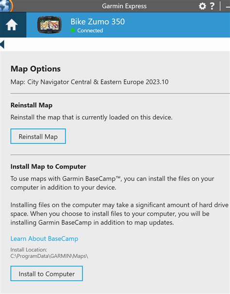 How do I change the region of the installed map? - Garmin Express ...