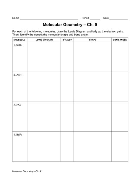 Phet Molecular Shapes Worksheet Answers - Molecule Shapes Basics Molecular Geometry Bonds Vsepr ...