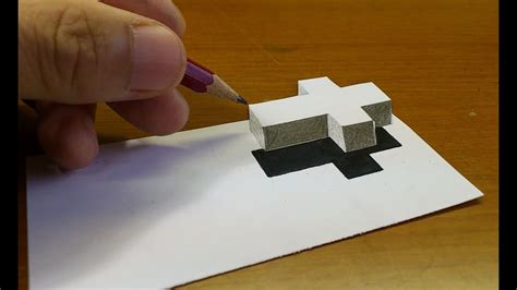 Very Easy!! How To Draw 3D Floating CROSS - 3D Trick Art on paper step ...