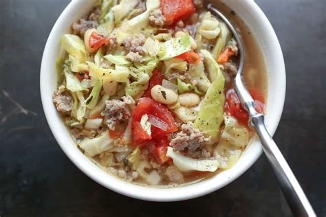 Italian White Bean, Cabbage, and Sausage Soup | barefeetinthekitchen.com