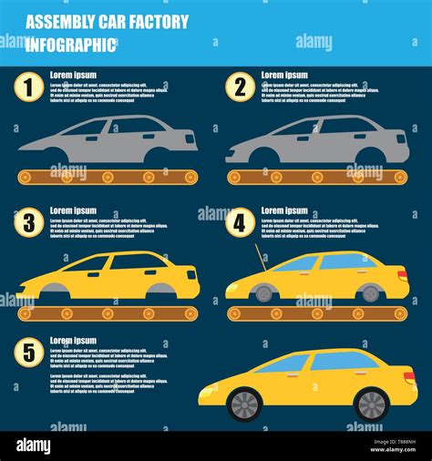 assembly car infographic assembly line and car factory production ...