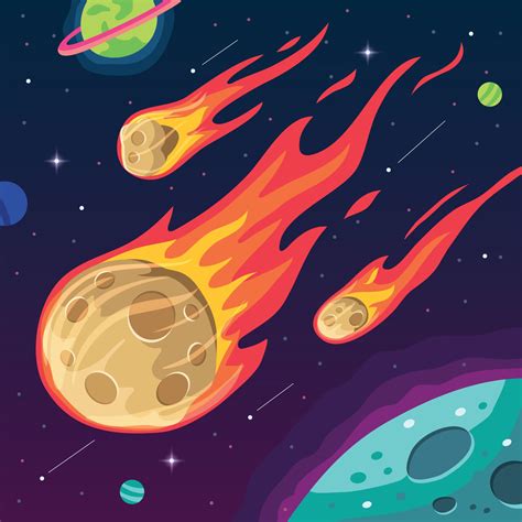 Fiery Meteorite in The Space 2773301 Vector Art at Vecteezy