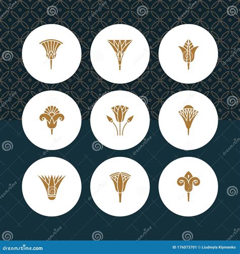 Logos in the Form of an Egyptian Lotus Flower. Stock Vector - Illustration of egyptian, lotus ...