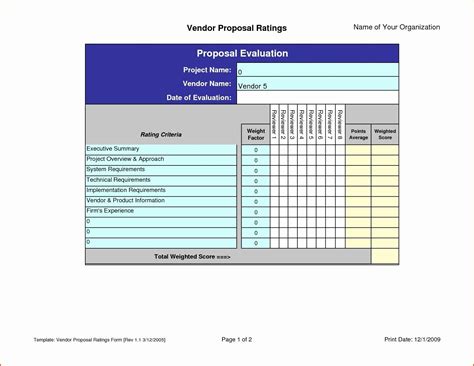 Free Vendor Scorecard Template Excel