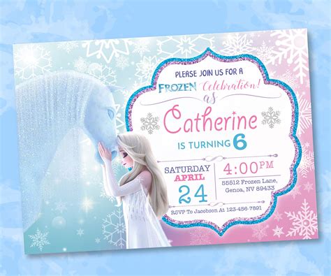 Frozen Birthday Invitation Template ELSA ANNA INVITATION Free Thank You Tag Frozen Invitation ...