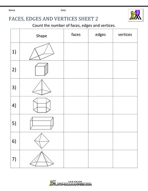 3d Shapes Worksheets 2nd Grade