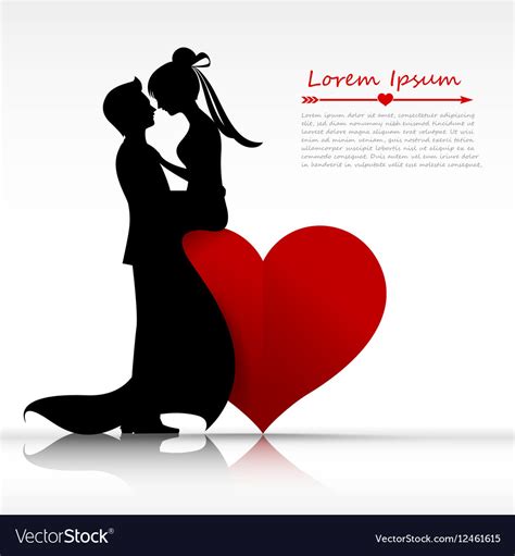 Man and woman couper kissing with love silhouette Vector Image