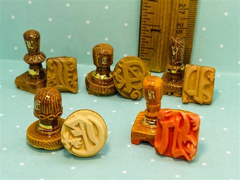 Tiny Vintage Calligraphy Letter Stamps Monks Printing Press Alphabet Art Museum French Feve ...