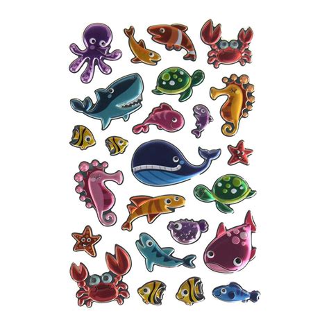 Sea Creatures Puffy Foil Fun Stickers, 24-Count - Walmart.com