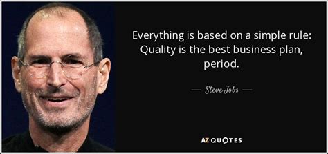 Steve Jobs quote: Everything is based on a simple rule: Quality is the...