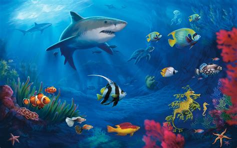 Underwater Sea Life Paintings | ... ocean sea sealife color bright ...