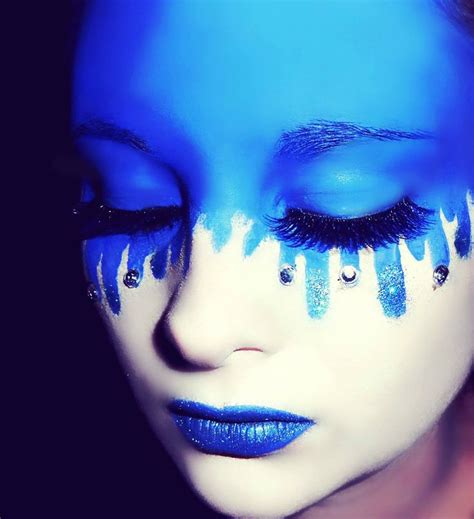 Crying Blue | Blue face paint, White face paint, Fantasy makeup