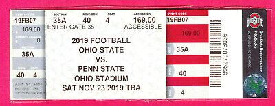 FOOTBALL FULL TICKET! 11/23/19 OHIO STATE/PENN STATE | eBay