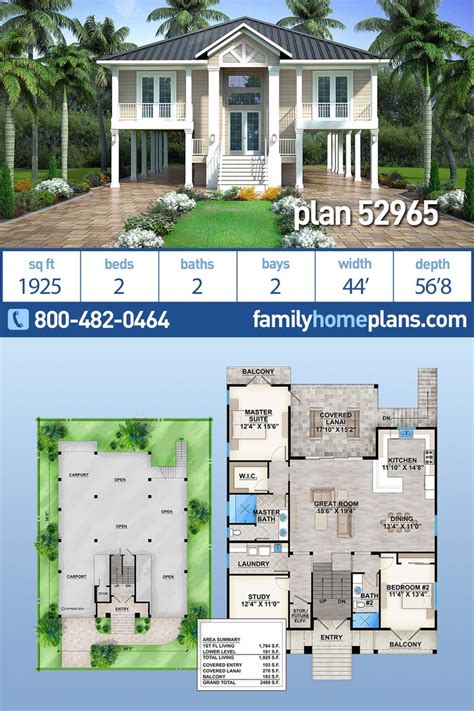 Plan 52965 | Coastal House Plan With Drive-Under Garage | Beach house ...